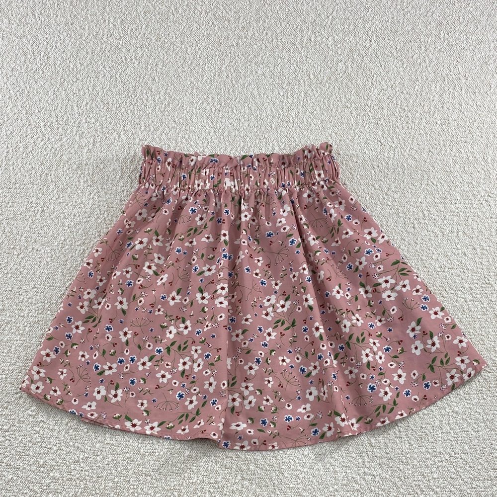 SHEIN Dusty Pink Floral Elastic Waist Circle Skirt